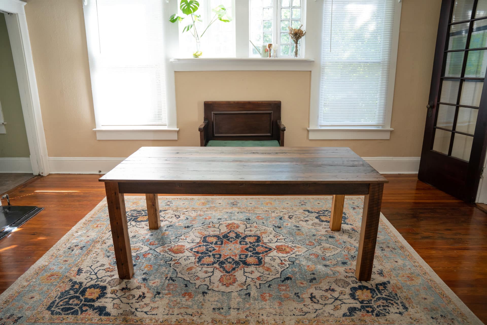 Farmhouse Round Dining Table 120cm Antique Oak- Size: 76H x 122W x 122D  (cm) - Furniture: DINING - Dining Table